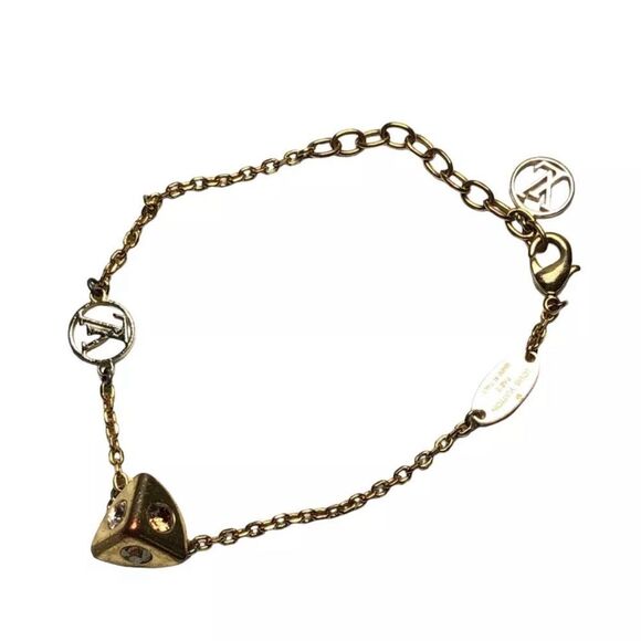 LOUIS VUITTON Bracelet Metal Rhinestones L19.5cm  Authentic - Picture 1 of 9